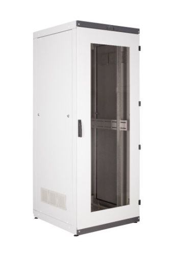 Szafa rack 19" pyłoszczelna IP54 42Ux 600x800 Osłona pełna Boki zdejmowane Drzwi szyba Ral 7035 szara WR19-42U-68-DS-S przód