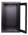 Szafa wisząca rack 10 czarna drzwi z szybą hartowaną 9U przód otwarte drzwi przednie.jpg
