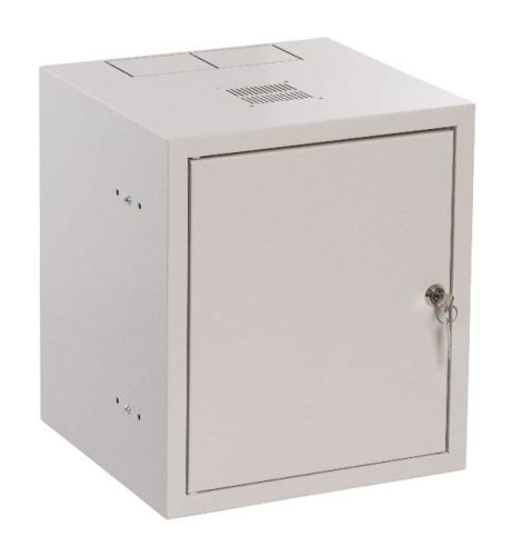 Szafa rack wisząca 10 4Ux310x300 IP30 Drzwi pełne RAL 7035 szara SZW-10-4U-30-DP-S przód.jpg