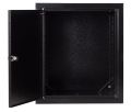 Szafa rack wisząca 10 6Ux310x300 IP30 Drzwi pełne RAL 9005 czarna SZW-10-6U-30-DP-C otwarte drzwi przednie-min.jpg