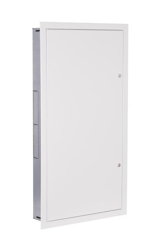 Rozdzielnica modułowa 6x24 podtynkowa 144 moduły IP31 525x1015x127 Biała z zamkiem RPSM 144 Z 6X24 przód od boku.jpg