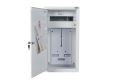 SZAFKA LICZNIKOWA NATYNKOWA 1-LICZNIKOWA 3-FAZOWY LICZNIK ELEKTRONICZNY 12 MODUŁÓW IP31 310X580X130 BIAŁA Z ZAMKIEM NRL 12E Z przód otwarte drzwi z widocznym wyposażeniem-min.jpg