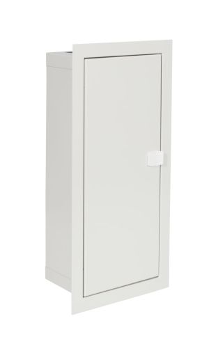 SZAFKA LICZNIKOWA PODTYNKOWA 1-LICZNIKOWA 1-FAZOWY ELEKTRONICZNY 6 MODUŁÓW IP31 180X430X120 BIAŁA NA ZATRZASK RL 1F 6E przód od boku.jpg