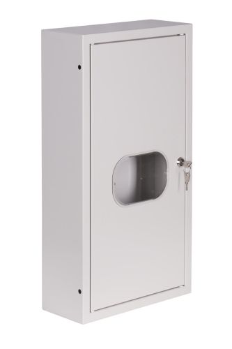 Szafka licznikowa natynkowa 1-licznikowa 3-fazowy elektroniczny 12 modułów IP31 310x580x130 Biała z zamkiem i szybą NRL 12E ZSZ przód miniatura