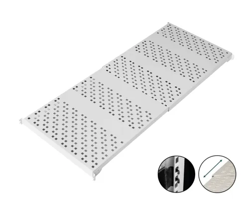 Beznarzędziowa Półka rack 19" wysuwana 1U 675-1140mm do 80kg 4 punktowa 19-0110S