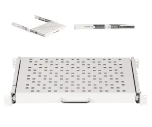 Półka rack 19" 1U wysuwana 400mm +200 4-punktowa Stalowa 19-0055S