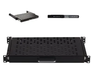 Półka rack 19" 1U wysuwana 250mm +200 4-punktowa Stalowa 19-0054C