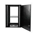 Szafa Rack 19 Bock Drzwi Pełne RAL7035 przód otwarte drzwi z widoczną zamontowaną półką rack.webp