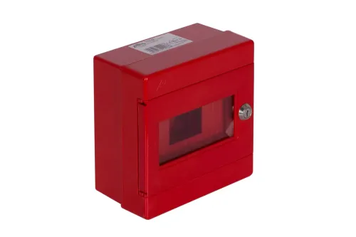 Rozdzielnica natynkowa modułowa 7 modułów IP44 180x180x100 Czerwona z zamkiem i szybą ALFA 3 Z (4).webp