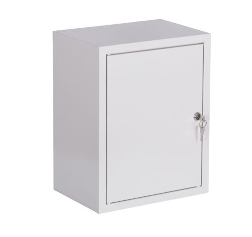 Szafka licznikowa natynkowa 1-licznikowa 1-fazowy 12 modułów IP31 310x395x220 Biała z zamkiem NRL 1F 12 Z przód