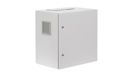 Szafa wisząca rack 19 12Ux400 IP54 Ściany boczne pełne Drzwi pełne Szara Wewnętrzna SWK19-12U-40-DP-W przód.webp