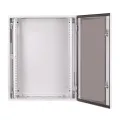 Szafa rack wisząca 19 15U 600x400 IP54 Wewnętrzna RAL 7035 SWK19-15U-40-DP-W drzwi otwarte.webp