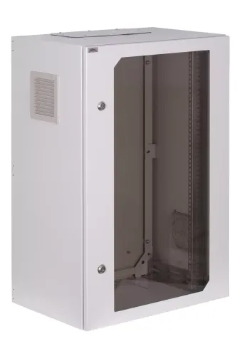 Szafa rack wisząca 19" 18U 600x400 IP54 Wewnętrzna RAL 7035 SWK19-18U-40-DS-W przód