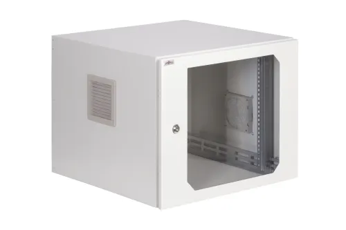 Szafa rack zewnętrzna 19 9U 600x400 wisząca IP54 Szara SWK19-9U-40-DS-Z przód.webp