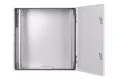 Szafa rack zewnętrzna 19 12U 600x400 wisząca IP54 Szara SWK19-12U-40-DP-Z przednie drzwi otwarte.webp