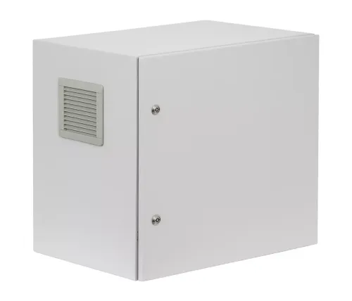 Szafa rack zewnętrzna 19 12U 600x400 wisząca IP54 Szara SWK19-12U-40-DP-Z przód.webp