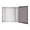 Szafa rack zewnętrzna 19 12U 600x600 wisząca IP54 Szara SWK19-12U-40-DS-Z drzwi przednie otwarte.webp