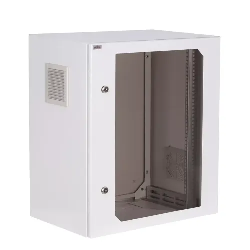 Szafa rack zewnętrzna 19" 15U 600x600 wisząca IP54 Szara SWK19-15U-60-DS-Z przód