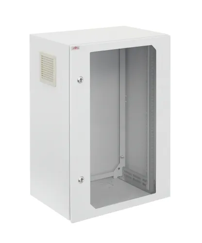 Szafa rack zewnętrzna 19 18U 600x400 wisząca IP54 Szara SWK19-18U-40-DS-Z przód.webp