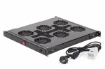 Panel Wentylacyjny do szaf rack 19" 6 wentylatorów z Kablem i Termostatem Czarny 19-0073C