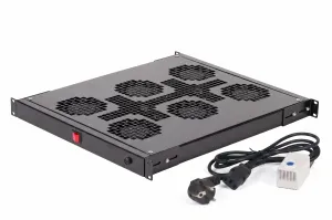 Panel Wentylacyjny do szaf rack 19" 6 wentylatorów z Kablem i Termostatem Czarny 19-0073C