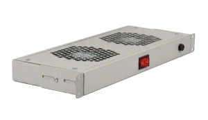 Panel Wentylacyjny do szaf rack 19" 2 wentylatory 1U z Kablem SZARY RAL 7035 19-0068S