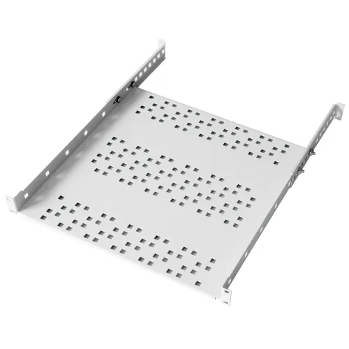 PÓŁKA DO SZAFY RACK 19 1U GŁĘBOKOŚĆ 450MM UCHWYT Z TYŁU NOŚNOŚĆ 25KG SZARA 19-0047S.webp