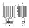 Wymiary grzałki do szafy sterowniczej PTC 75W RS-0012-75W