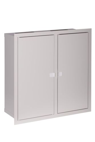 Podtynkowa rozdzielnica licznikowa wykonana z wysokiej jakości metalu o wymiarach 54,5 cm na 54 cm i głębokości 21 cm. Obudowa umożliwia zamontowanie 2 liczników trójfazowych i 24 zabezpieczeń, zamknięcie na zatrzask.